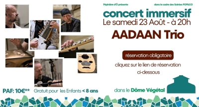 CONCERT | AADAAN TRIO samedi 23 août 2025 à 20h
